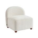 Judy - Armchairs - Chenille Fabric - Ecru Walnut-Stained Ball Feet