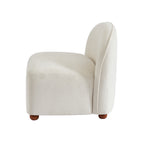 Judy - Armchairs - Chenille Fabric - Ecru Walnut-Stained Ball Feet