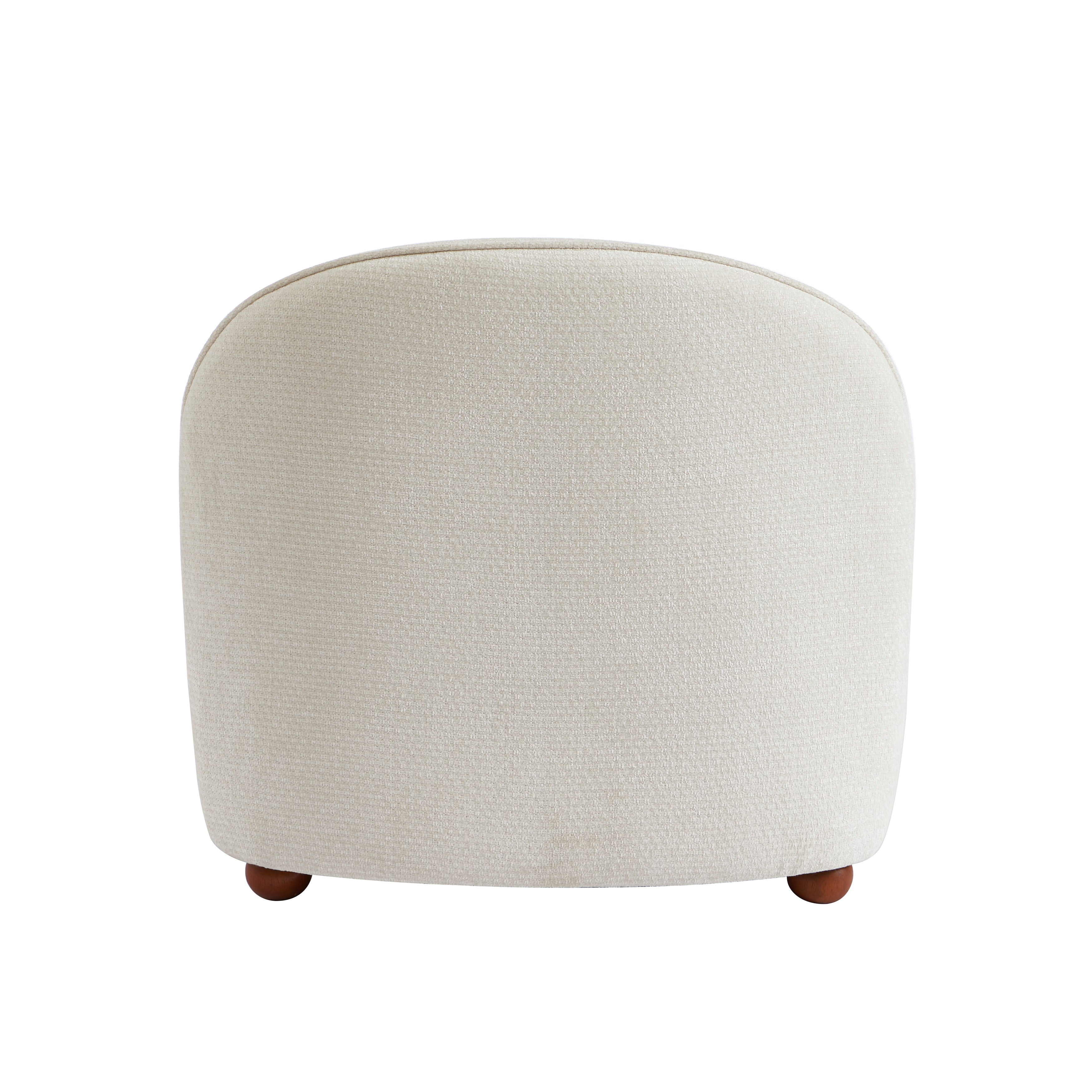 Judy - Armchairs - Chenille Fabric - Ecru Walnut-Stained Ball Feet