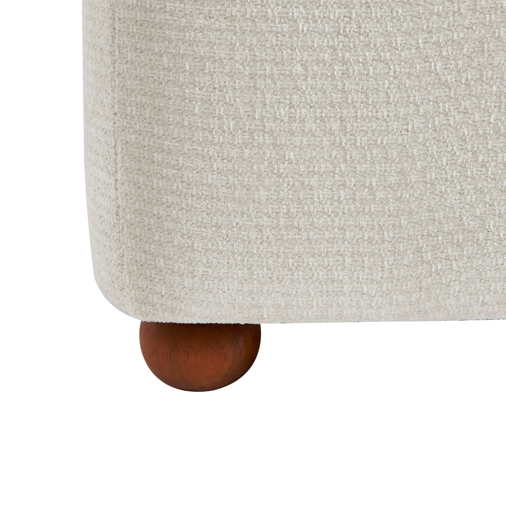 Judy - Armchairs - Chenille Fabric - Ecru Walnut-Stained Ball Feet