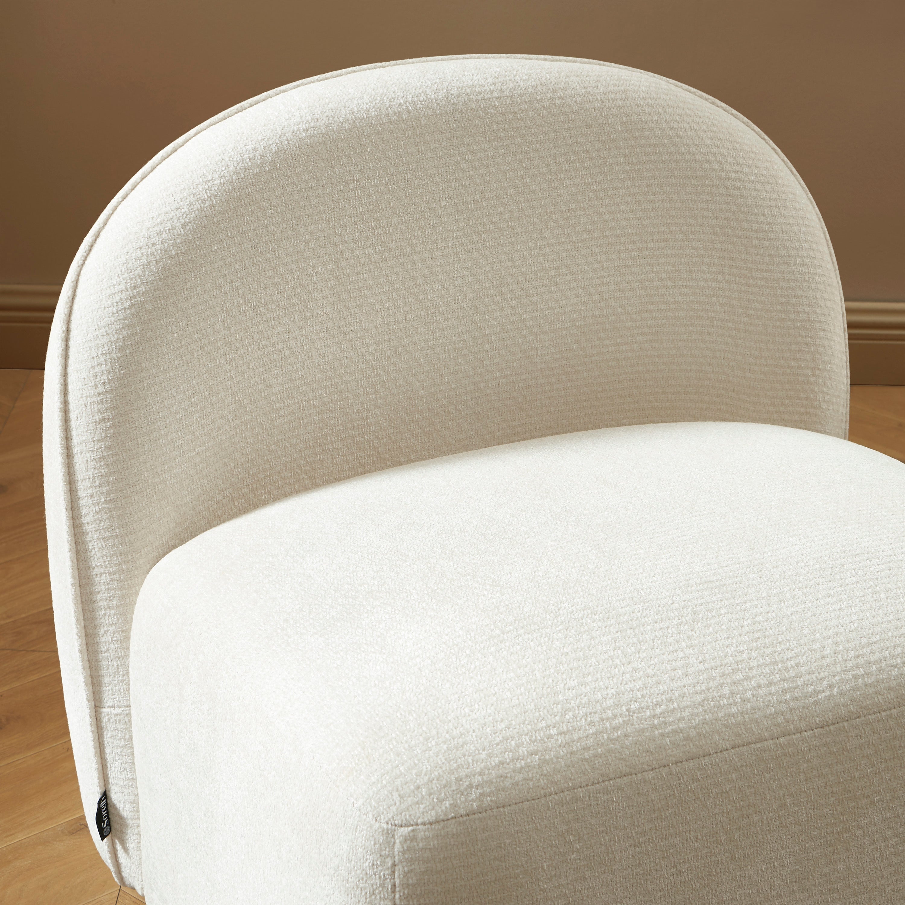 Judy - Armchairs - Chenille Fabric - Ecru Walnut-Stained Ball Feet