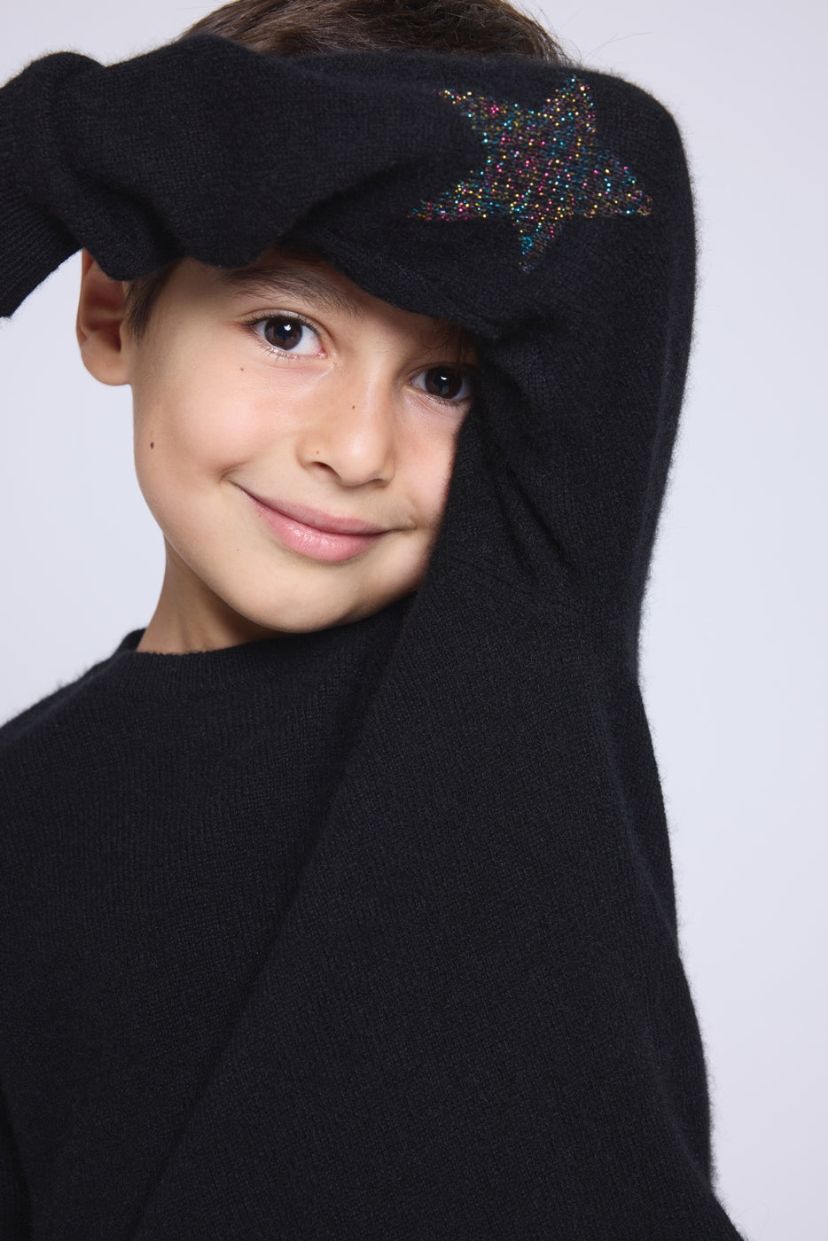 Judy Elbow Star Crew-Neck Jumper - Black Multicolour Lurex - Children
