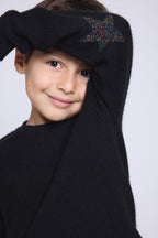 Judy Elbow Star Crew-Neck Jumper - Black Multicolour Lurex - Children