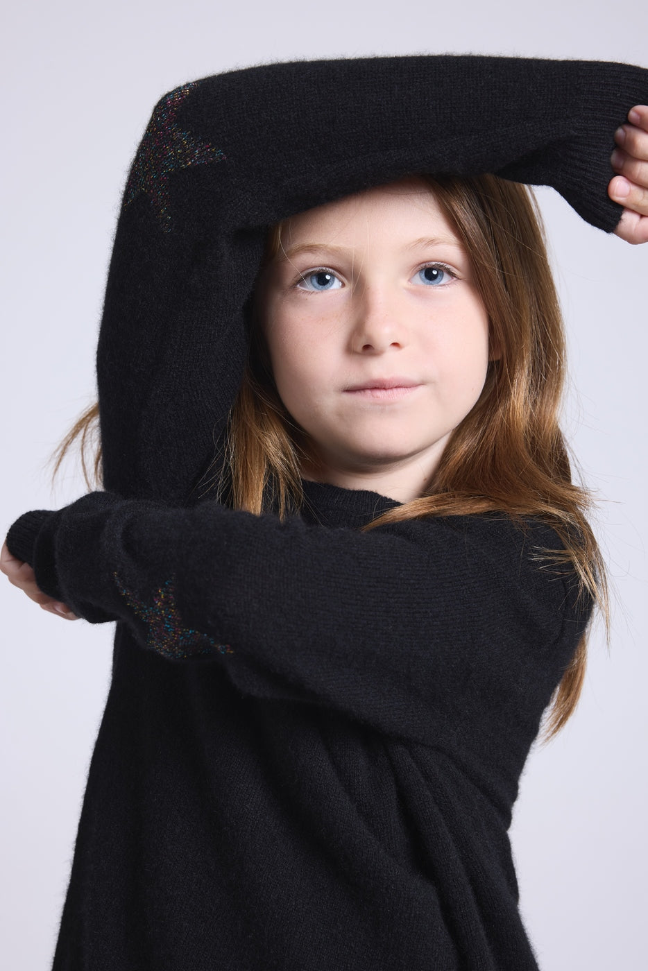 Judy Elbow Star Crew-Neck Jumper - Black Multicolour Lurex - Children
