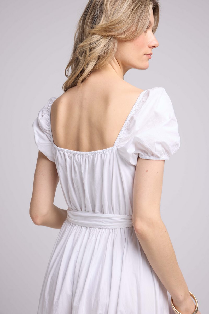 Robe Long Manches Courtes - Blanc Bleu