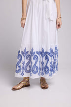 Vestido largo de manga corta - Blanco Azul