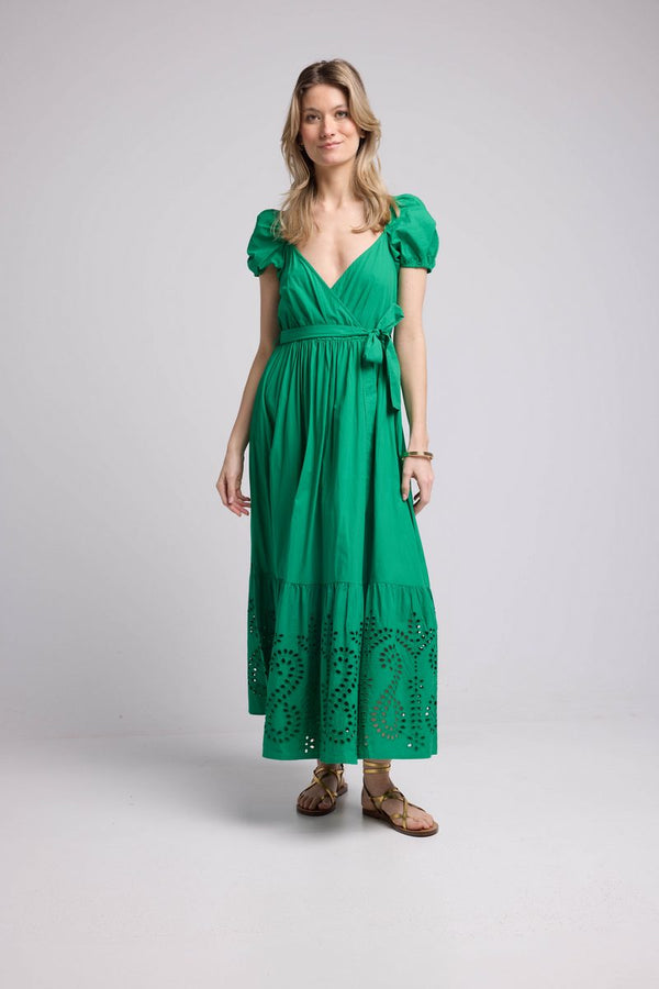 Vestido largo de manga corta - Verde