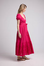 Vestido largo de manga corta - Rosa