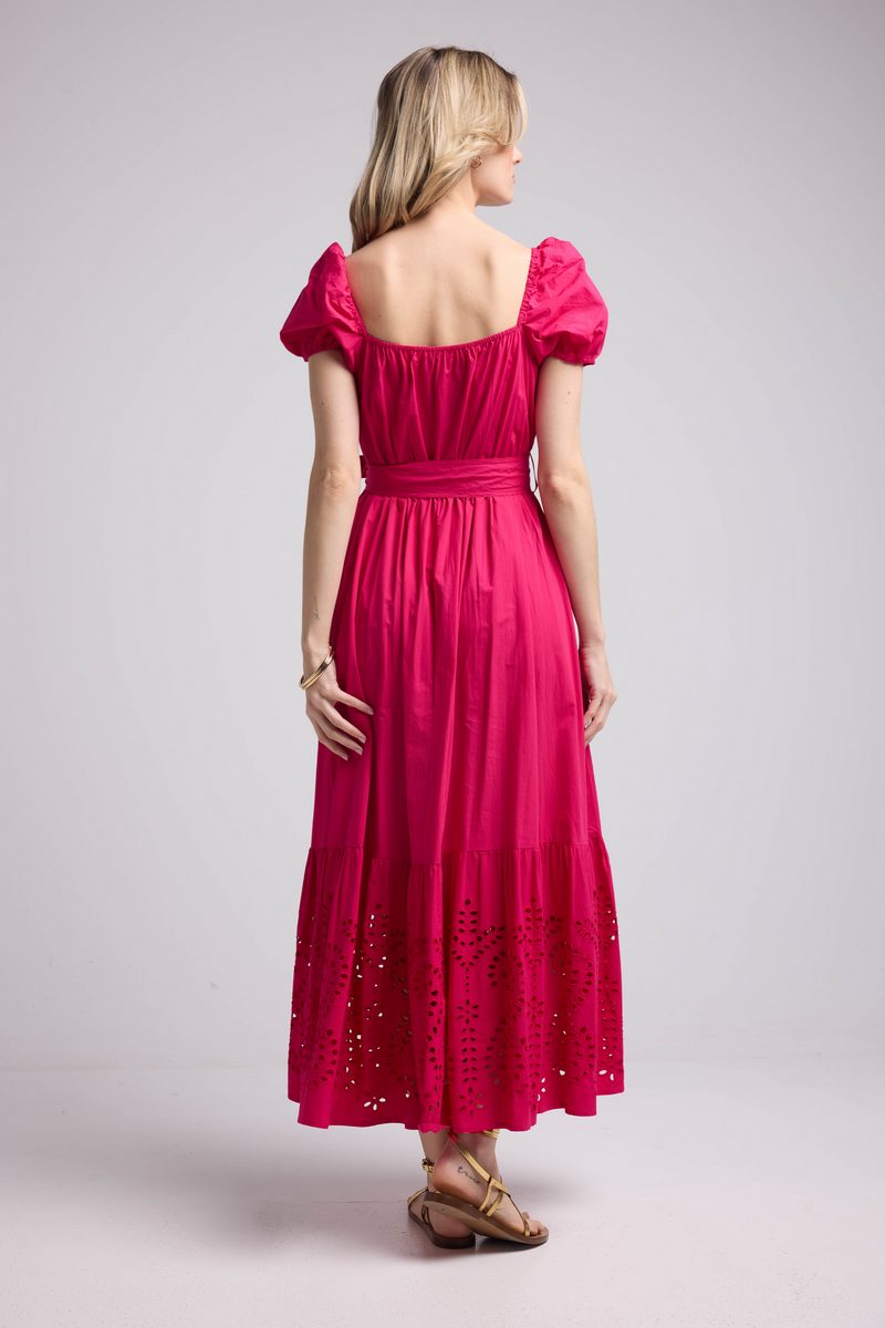 Vestido largo de manga corta - Rosa