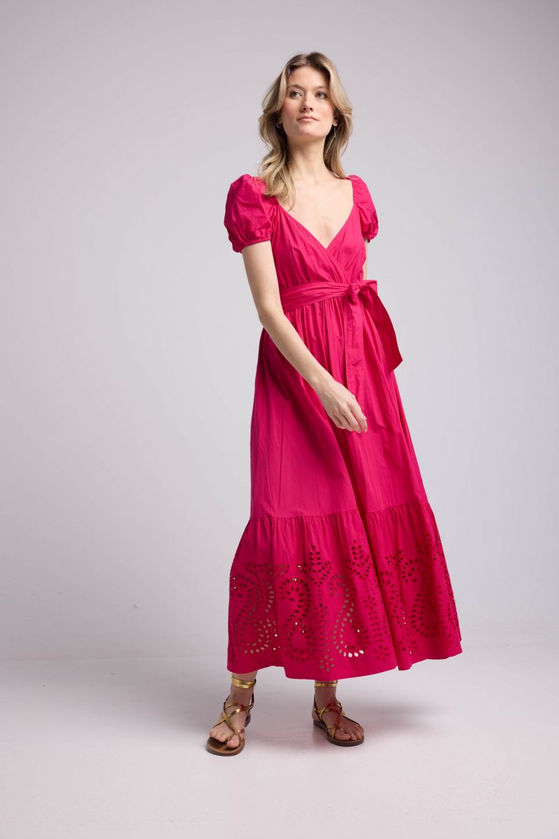 Vestido largo de manga corta - Rosa