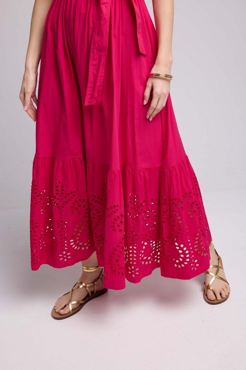 Vestido largo de manga corta - Rosa