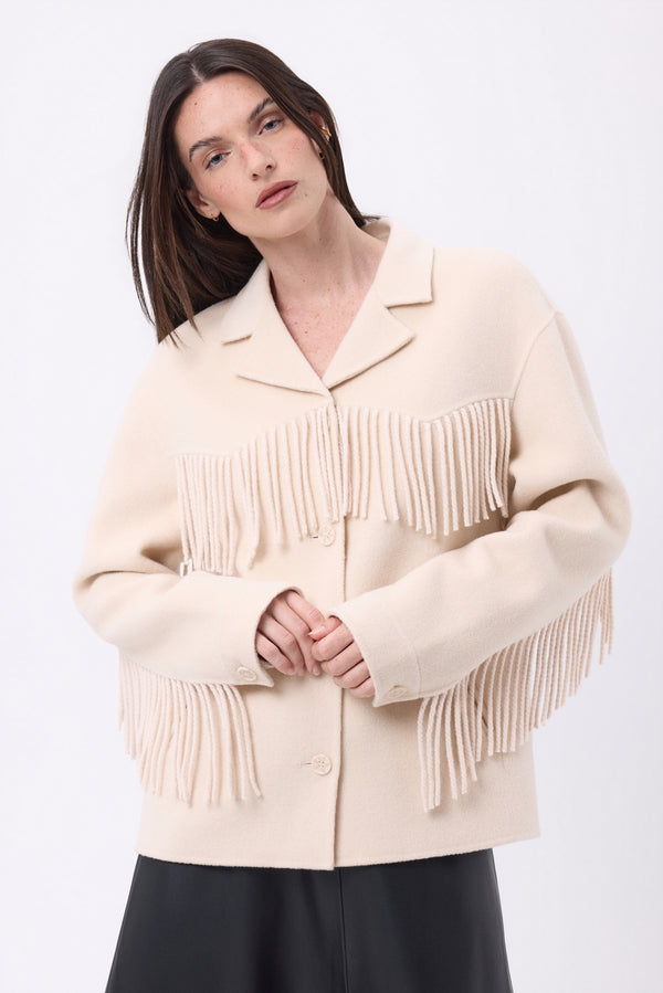 Veste À Franges June - Beige - Femme - Cachemire Et Laine