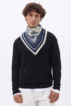 Petit Bandana Jungle - Bleu Marine - Homme - 100% Cachemire