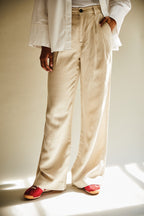 Pantalon À Pinces Léger Écru - Femme