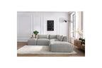 Jeanne - Canapé D'Angle Fixe Modulable - Tissu Velours Avec 2 Chauffeuses, 1 Angle Et 2 Poufs