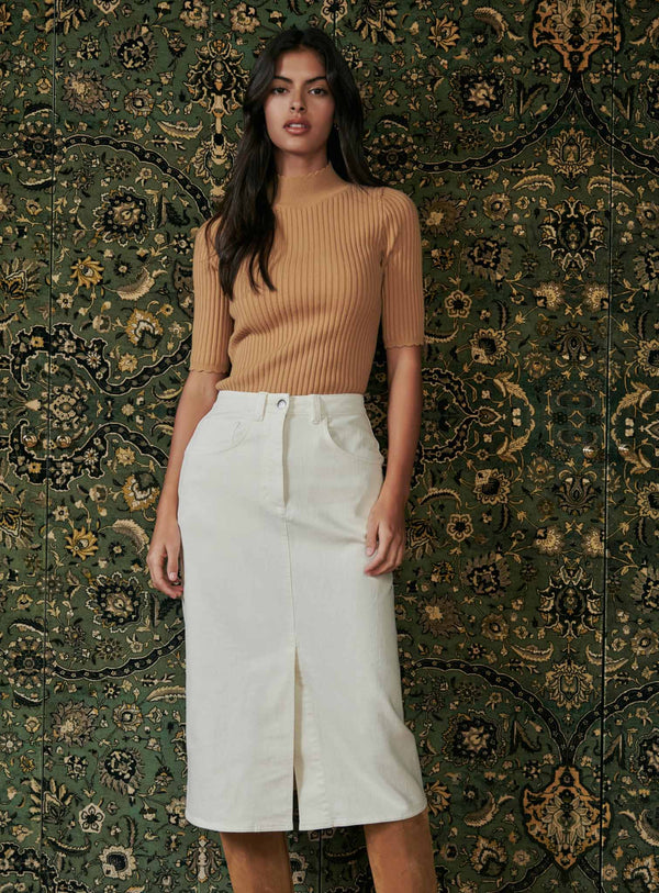 JENNY WHITE DENIM SKIRT PETITE MENDIGOTE