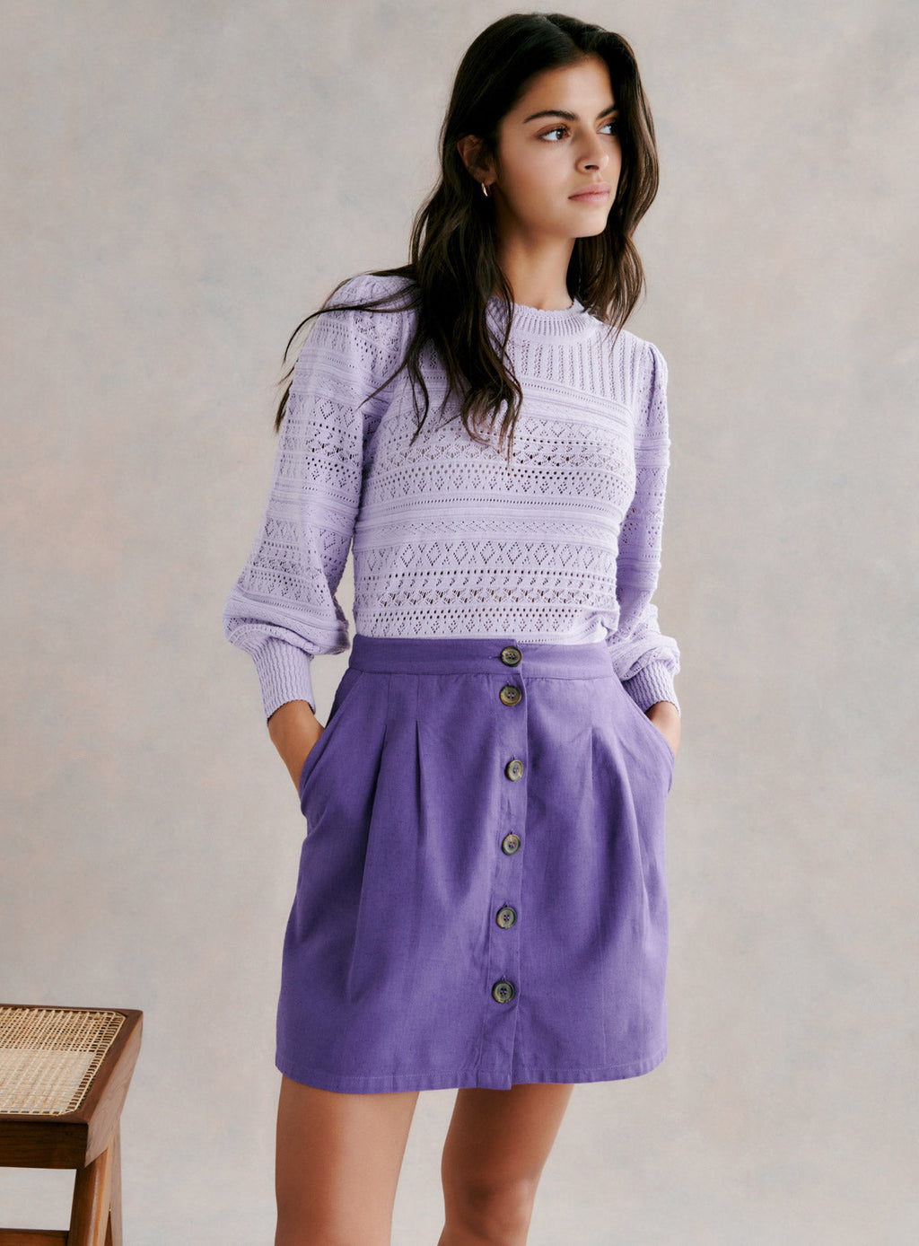 FALDA CORTA BOTONES JOHANNIE PETITE MENDIGOTE