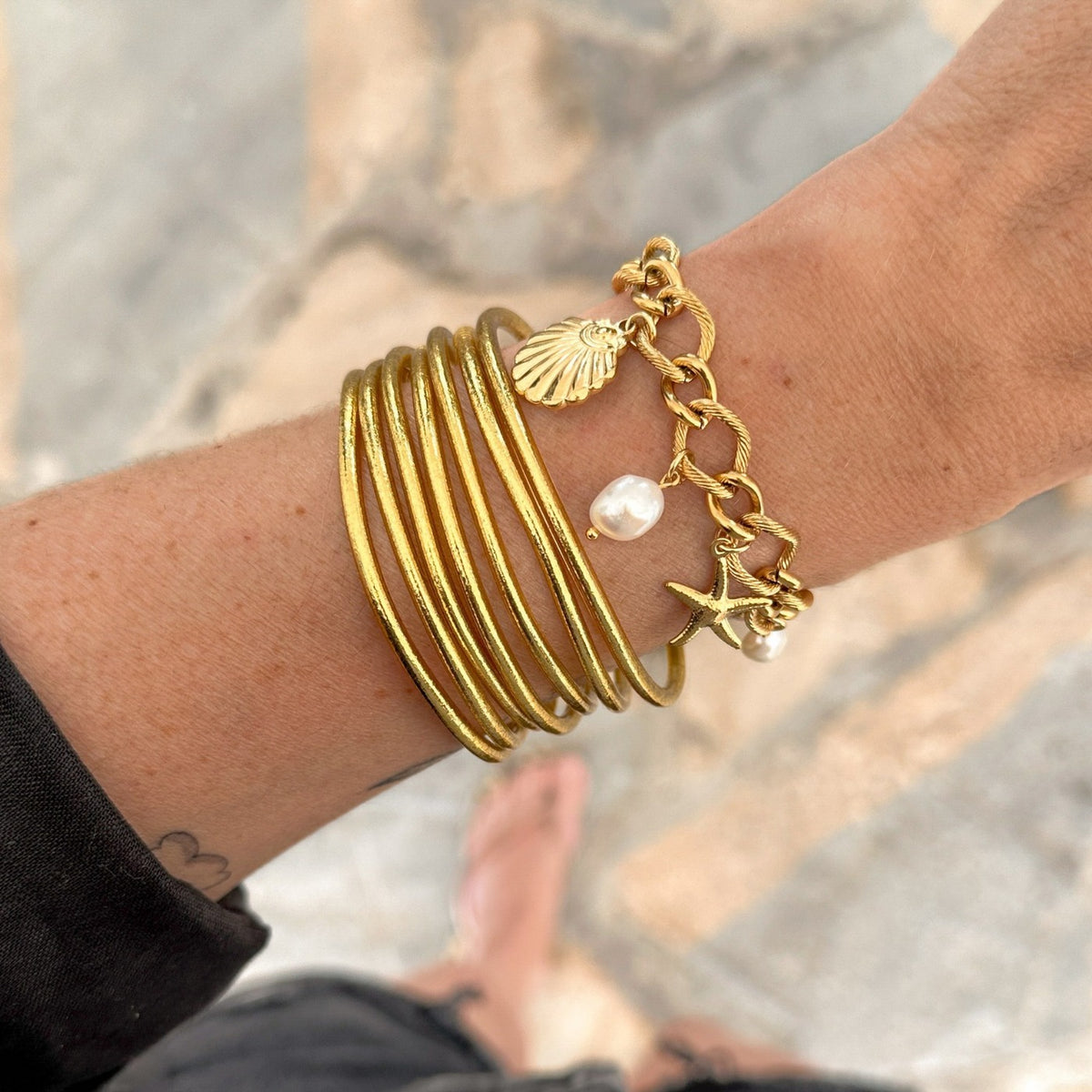 Jonc Bouddhiste Fin - Light Gold