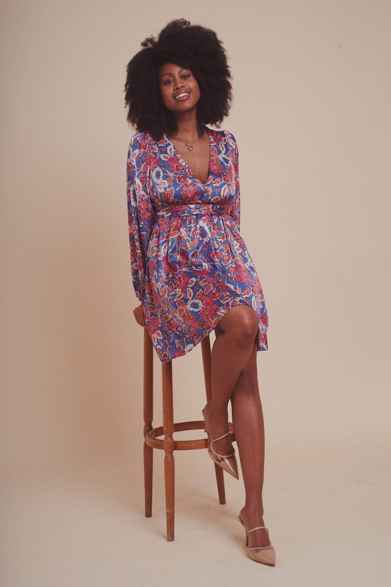 Robe Courte Satinée Bleue Meloy