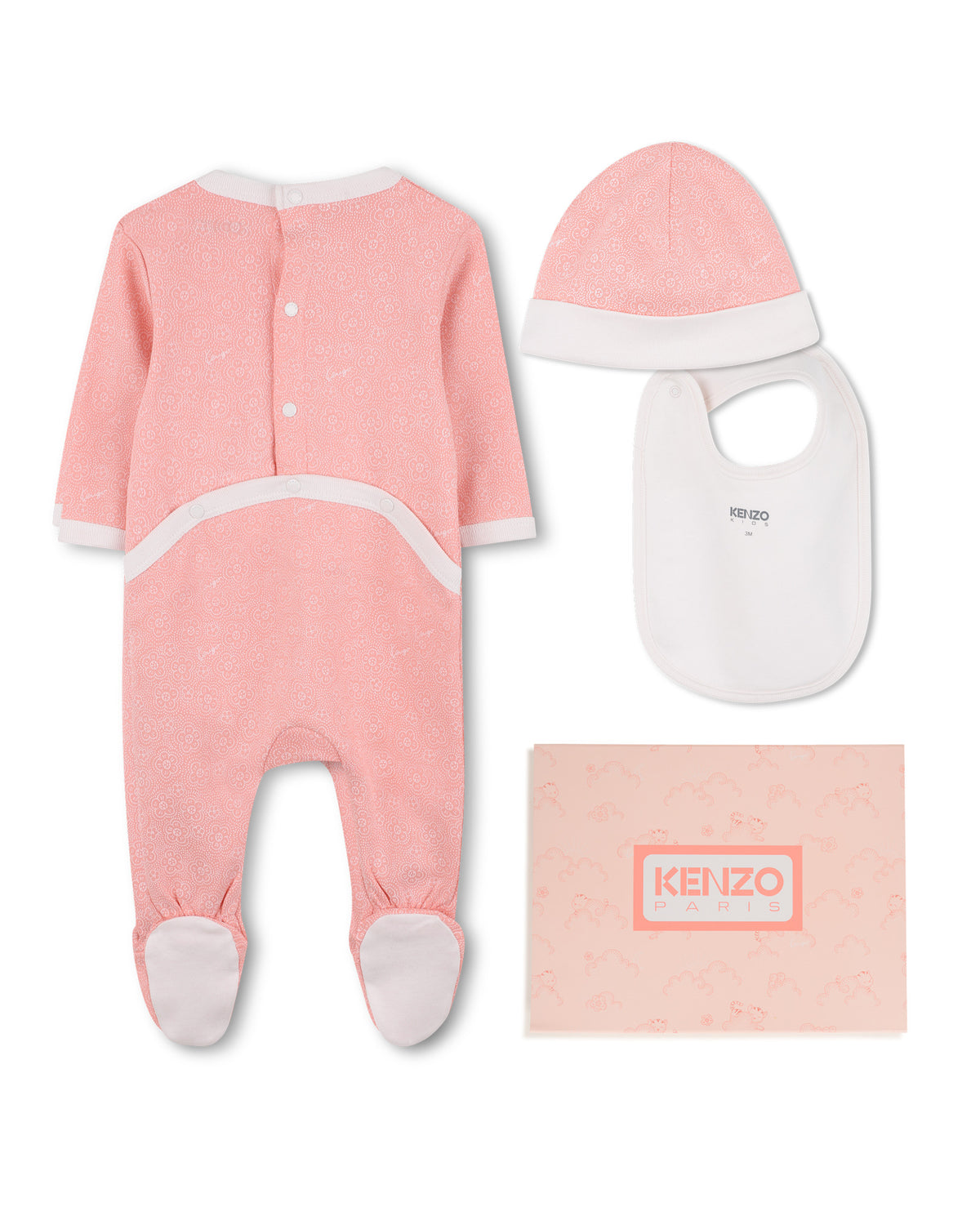 Ens.Pyjama + Bavoir + Bonnet - Abricot