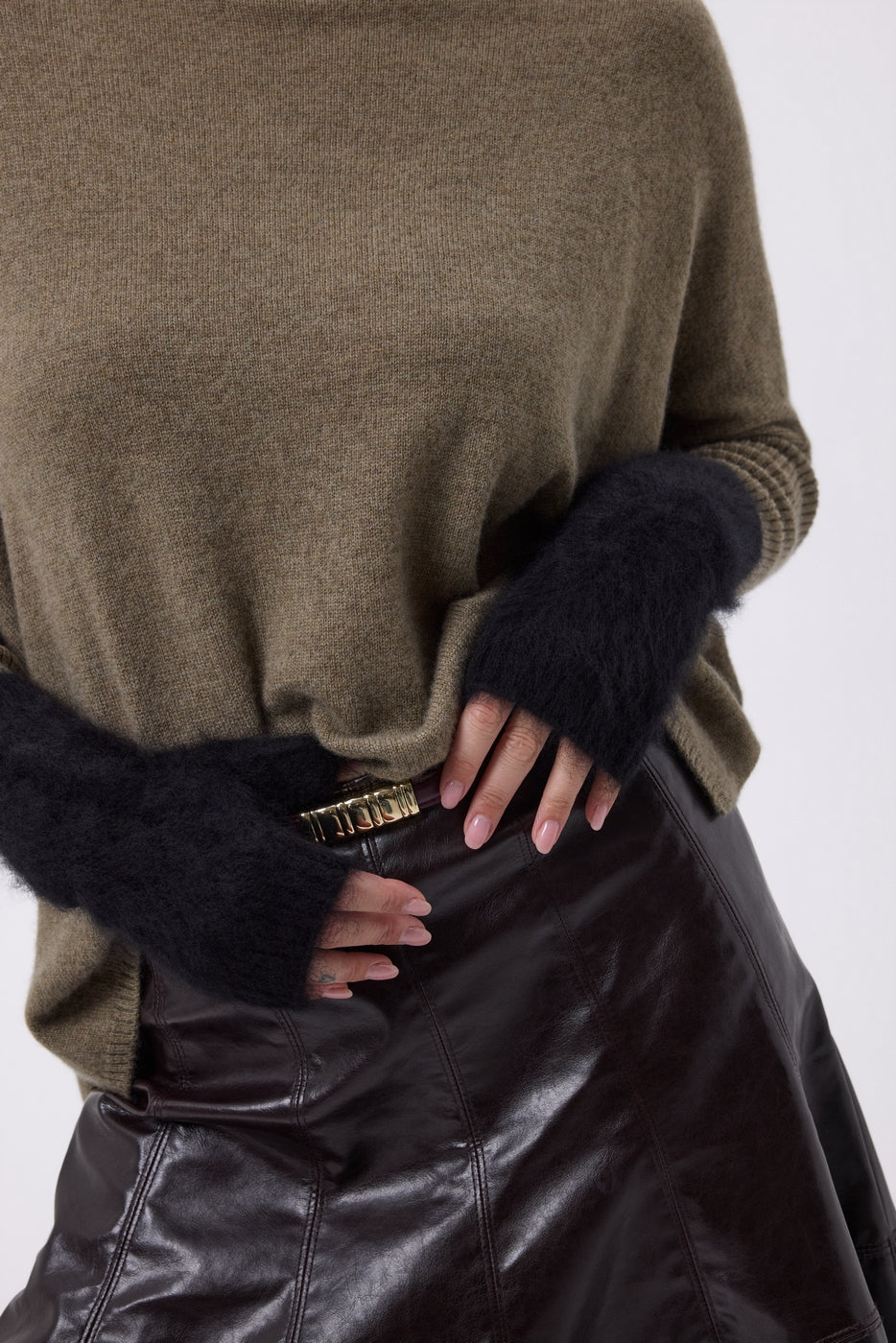 Manoplas – Cachemira cepillada Kael - Negro - Unisex
