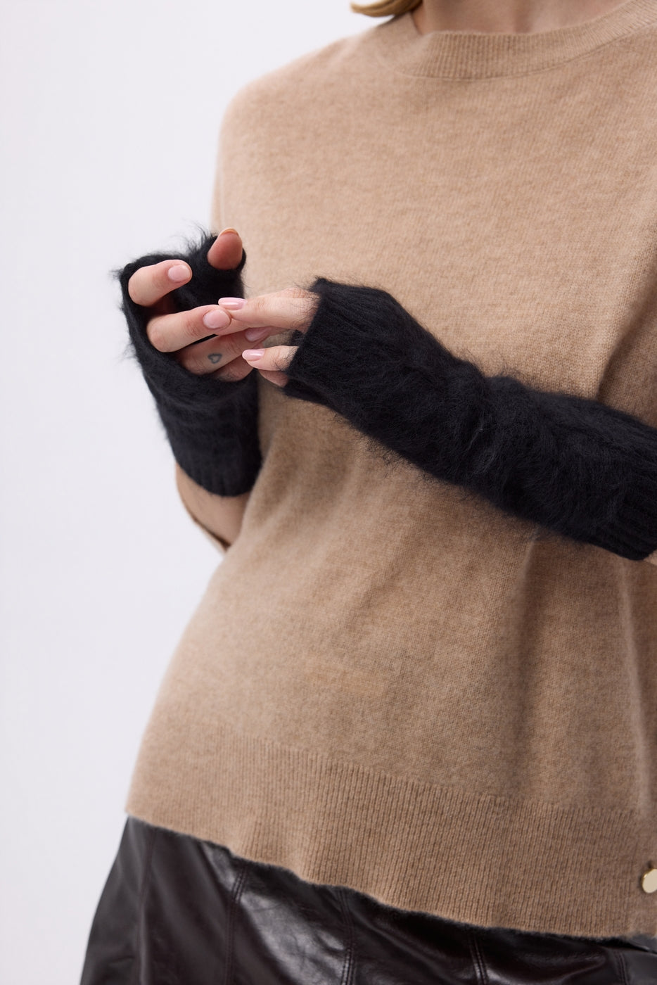 Manoplas – Cachemira cepillada Kael - Negro - Unisex