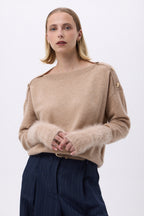 Rękawiczki bez palców – Czesany kaszmir Kael - Kremowy beż - Unisex