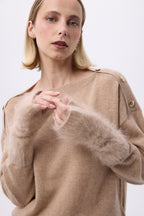 Rękawiczki bez palców – Czesany kaszmir Kael - Kremowy beż - Unisex