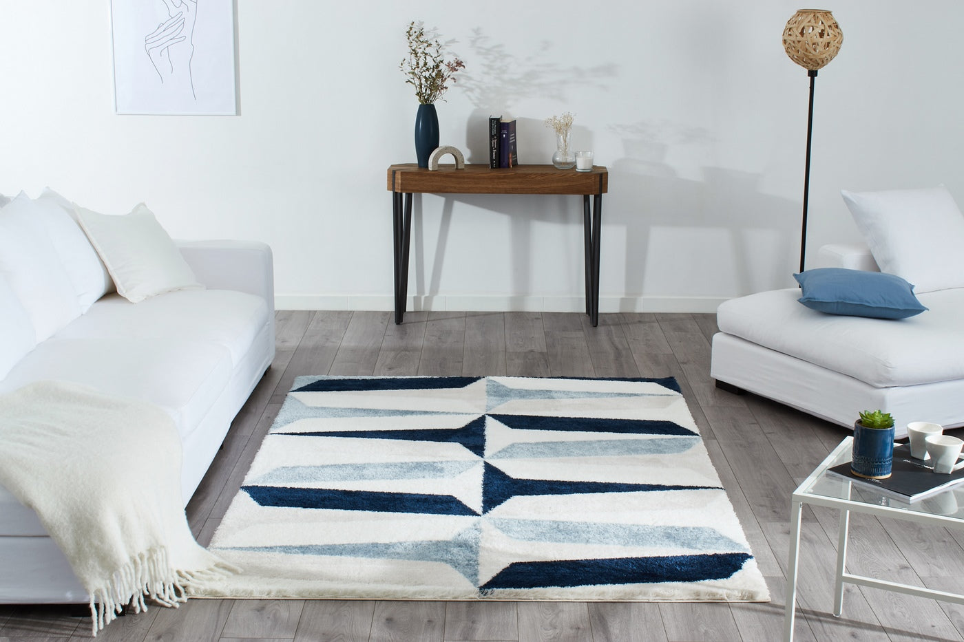 Karena 676 Soft Shaggy Rug - Blue