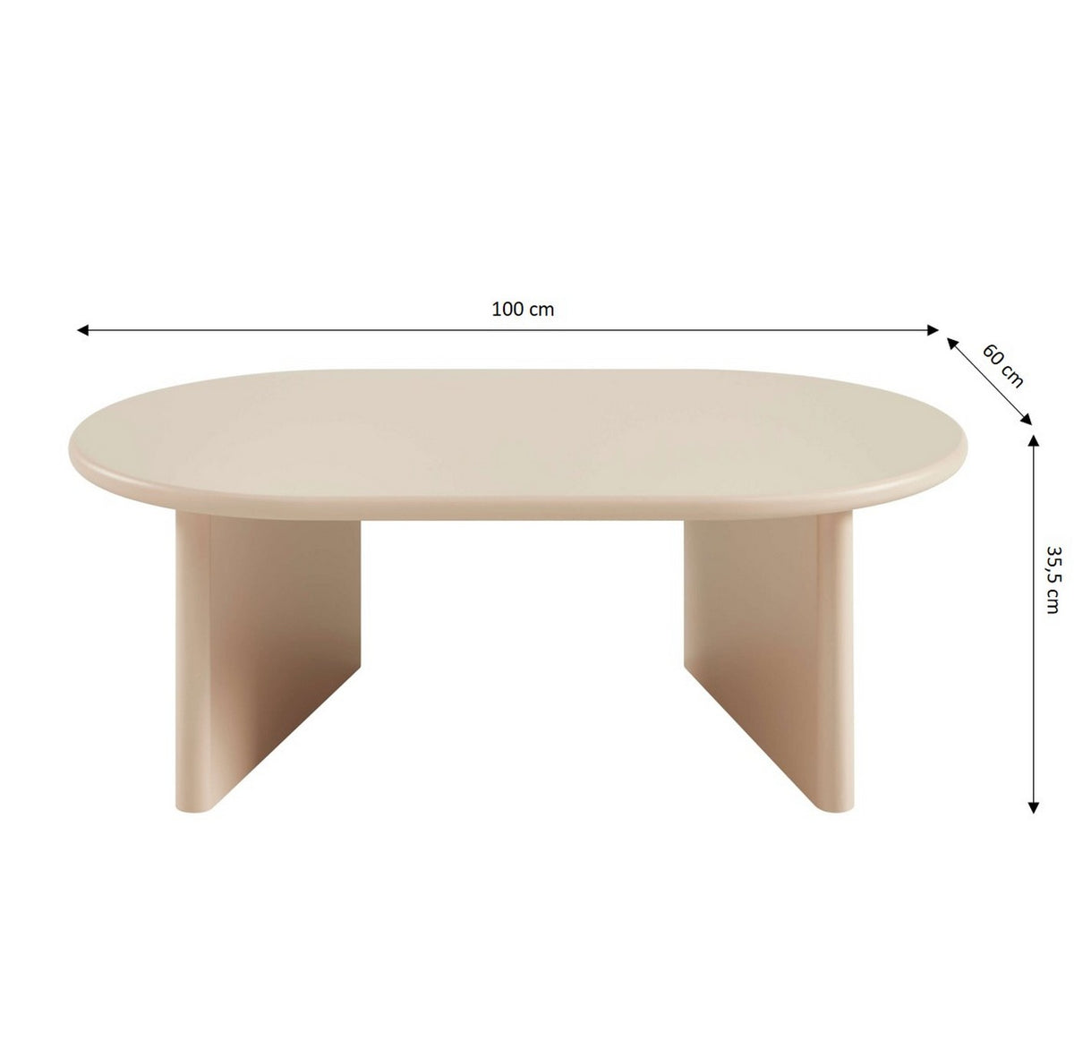 Karia - Table Basse Ovale - Effet Laqué - Beige
