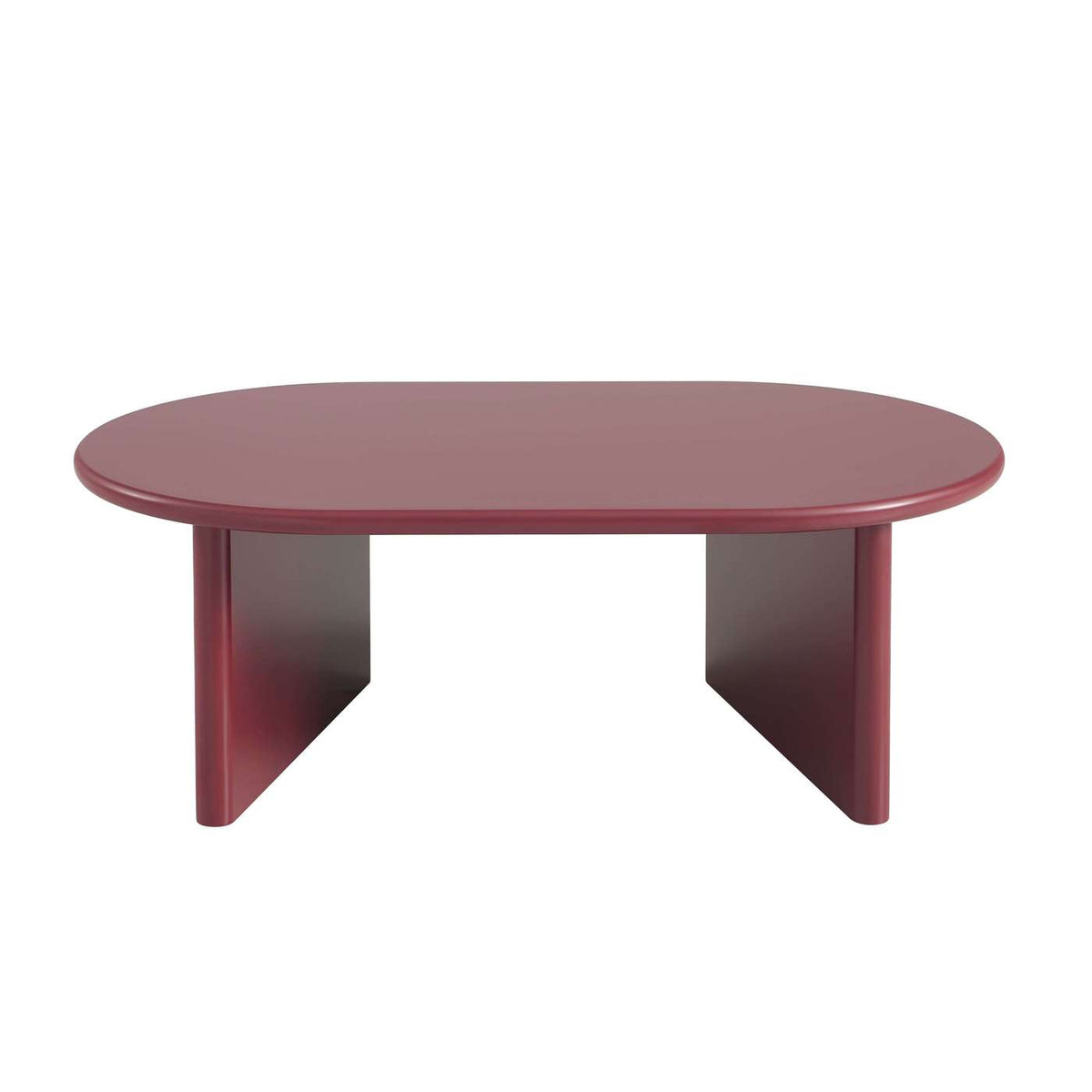 Karia - Table Basse Ovale - Effet Laqué - Bordeaux