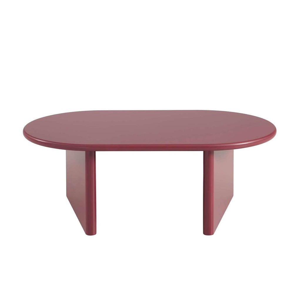 Karia - Table Basse Ovale - Effet Laqué - Bordeaux