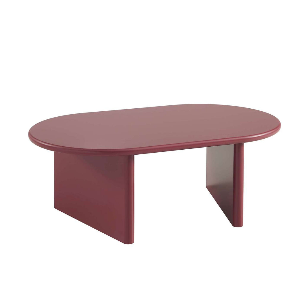 Karia - Table Basse Ovale - Effet Laqué - Bordeaux