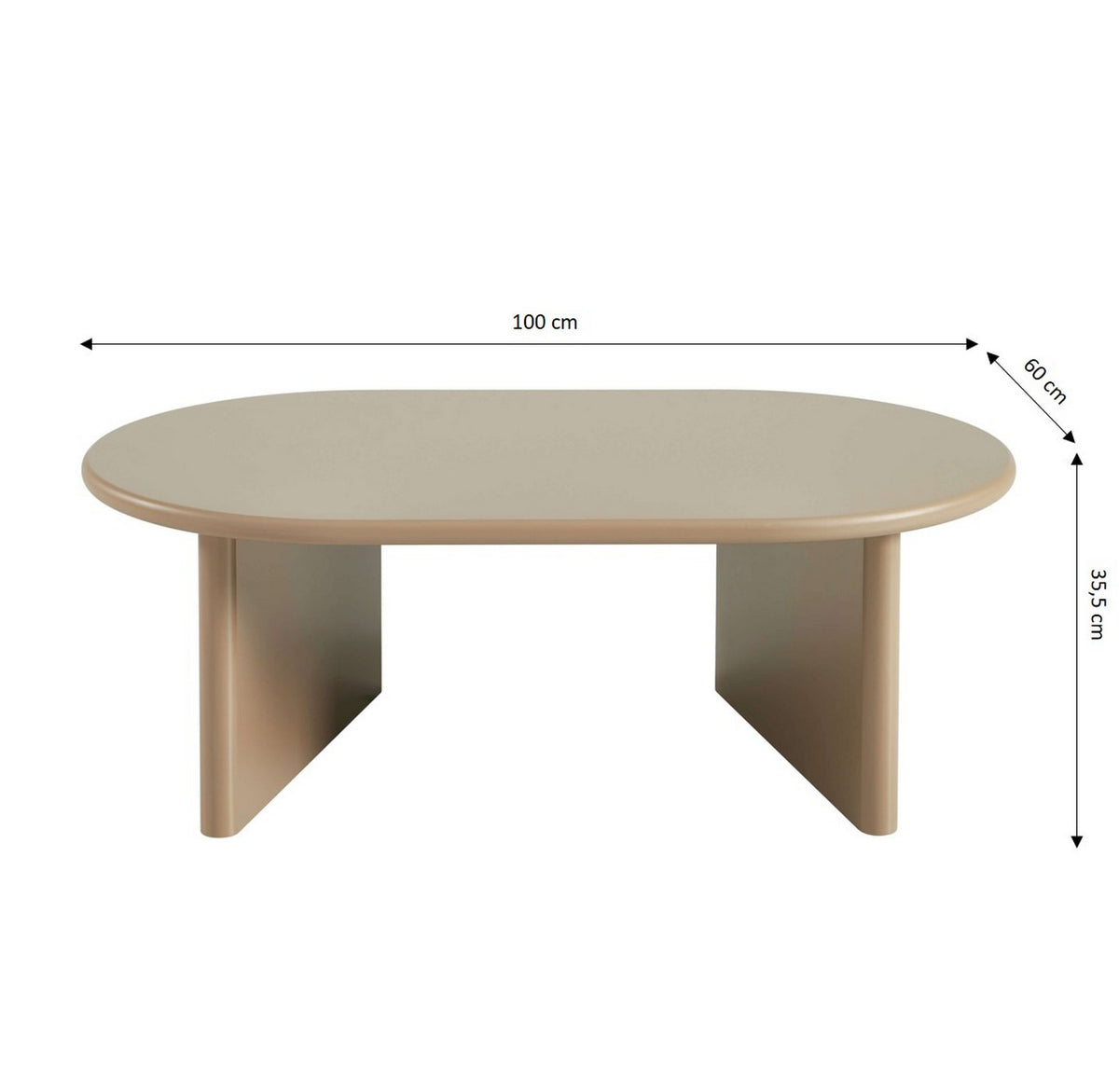 Karia – Ovaler Couchtisch – Lackoptik – Karamell
