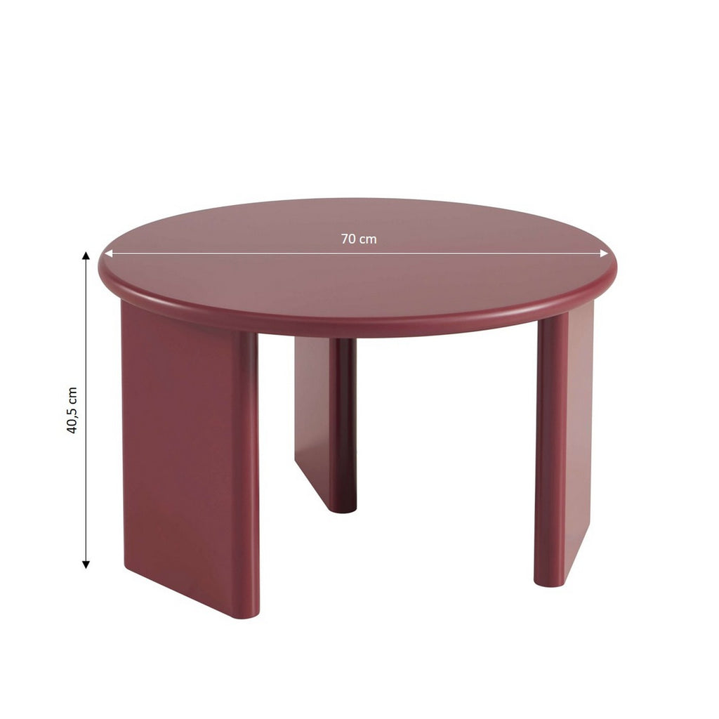 Karia - Table Basse Ronde - Effet Laqué - Bordeaux