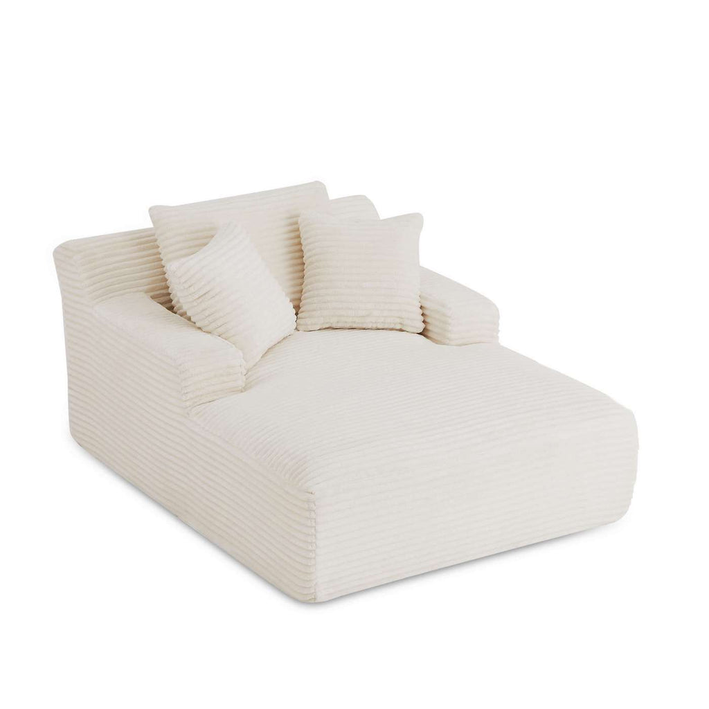 Kenedy - Canapé Droit Profond Fixe Et Compressé 1 Place - Velours Côtelé - Beige