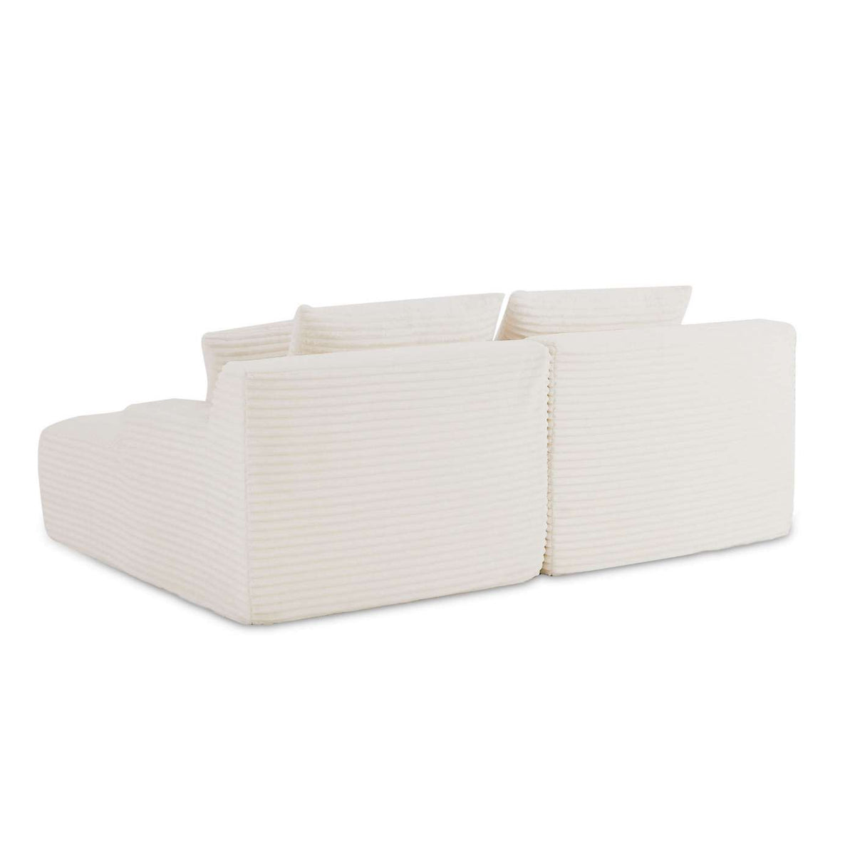 Kenedy - Canapé Droit Profond Fixe Et Compressé 3 Places - Velours Côtelé - Beige