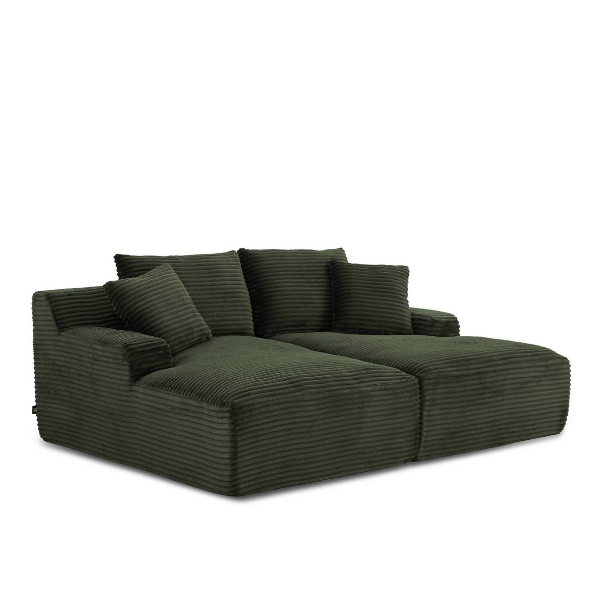 Kenedy - Canapé Droit Profond Fixe Et Compressé 3 Places - Velours Côtelé - Vert