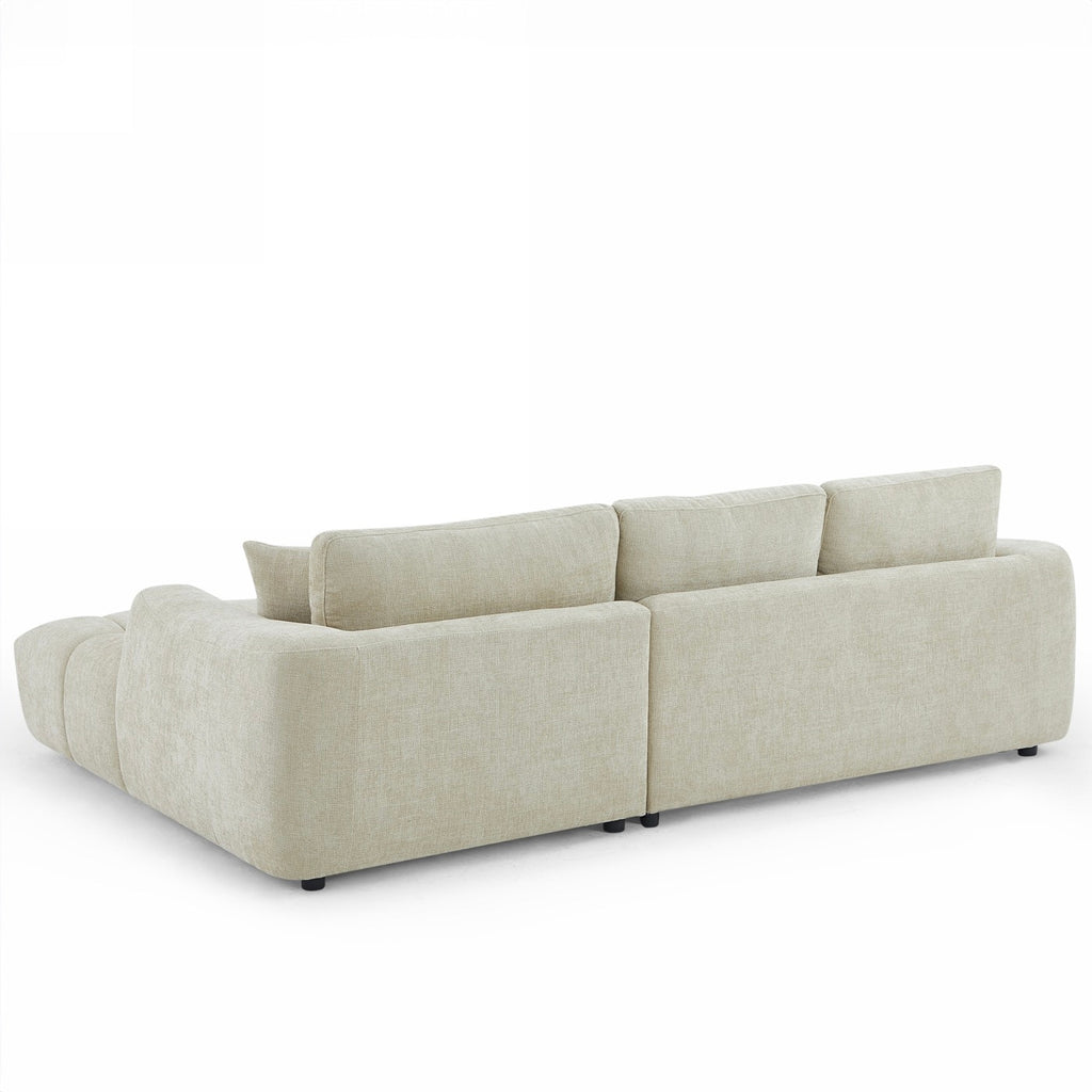 Kerea - Canapé D'Angle Droit Fixe 4 Places - Tissu Chenille Taupe