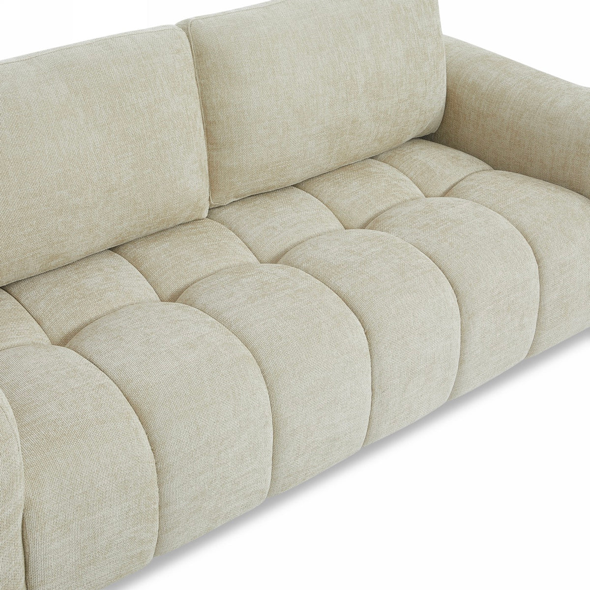 Kerea - Canapé Droit Fixe 3 Places - Tissu Chenille - Taupe