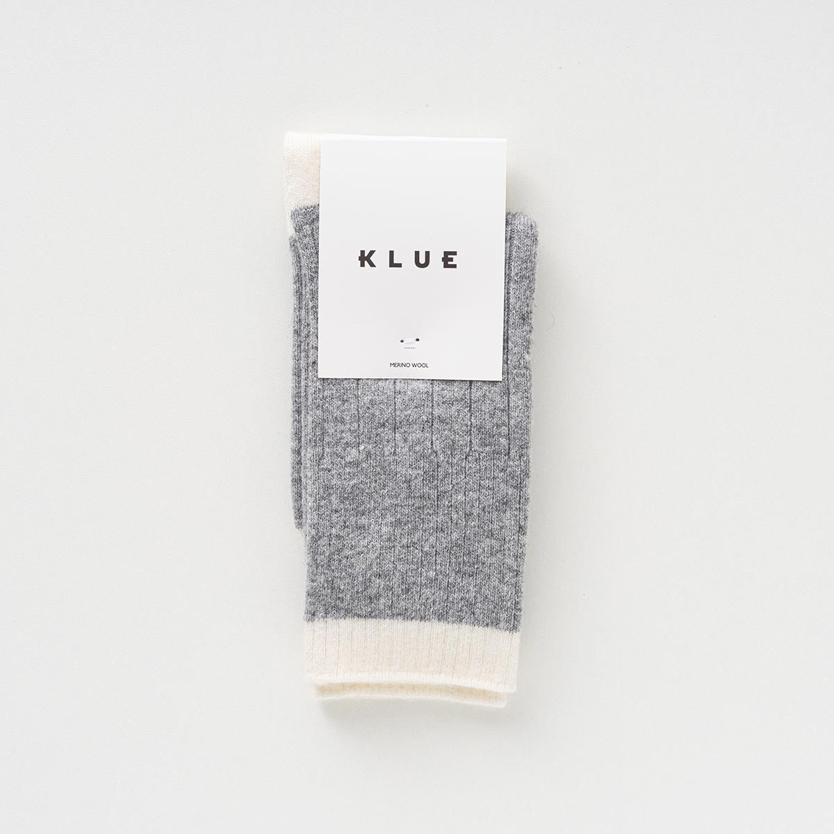 Chaussettes En Laine Mérinos Avec Bandes - Gris