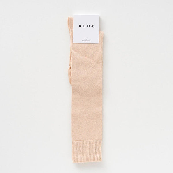 Plain Cotton Knee-High Socks - Beige