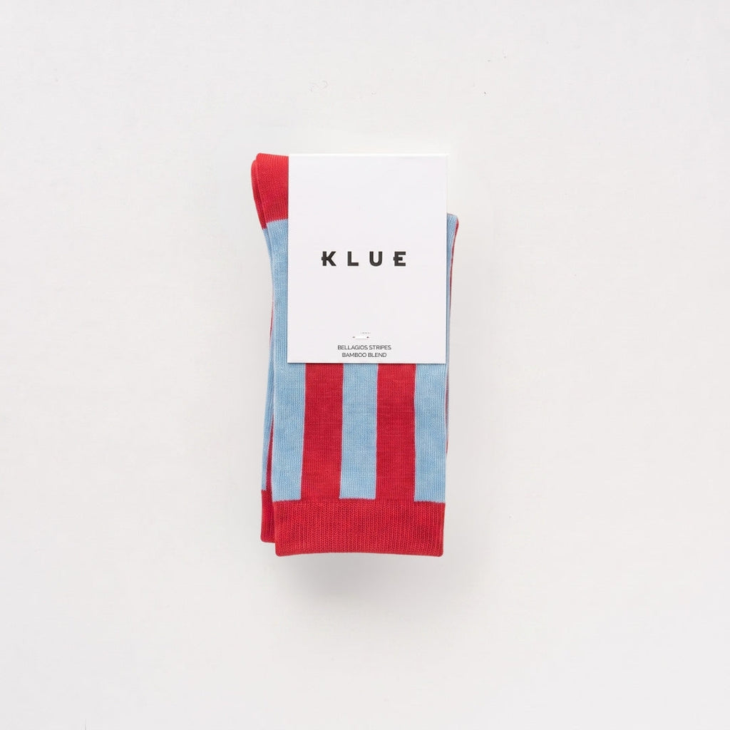 Chaussettes Rétro Rayées Bellagio - Cerise Et Bleu Glacier
