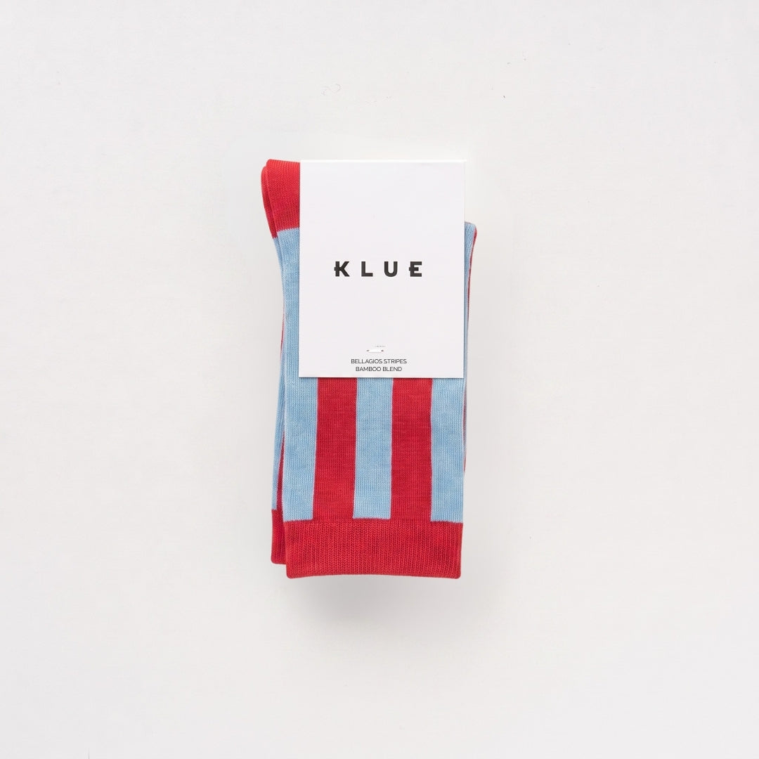 Chaussettes Rétro Rayées Bellagio - Cerise Et Bleu Glacier