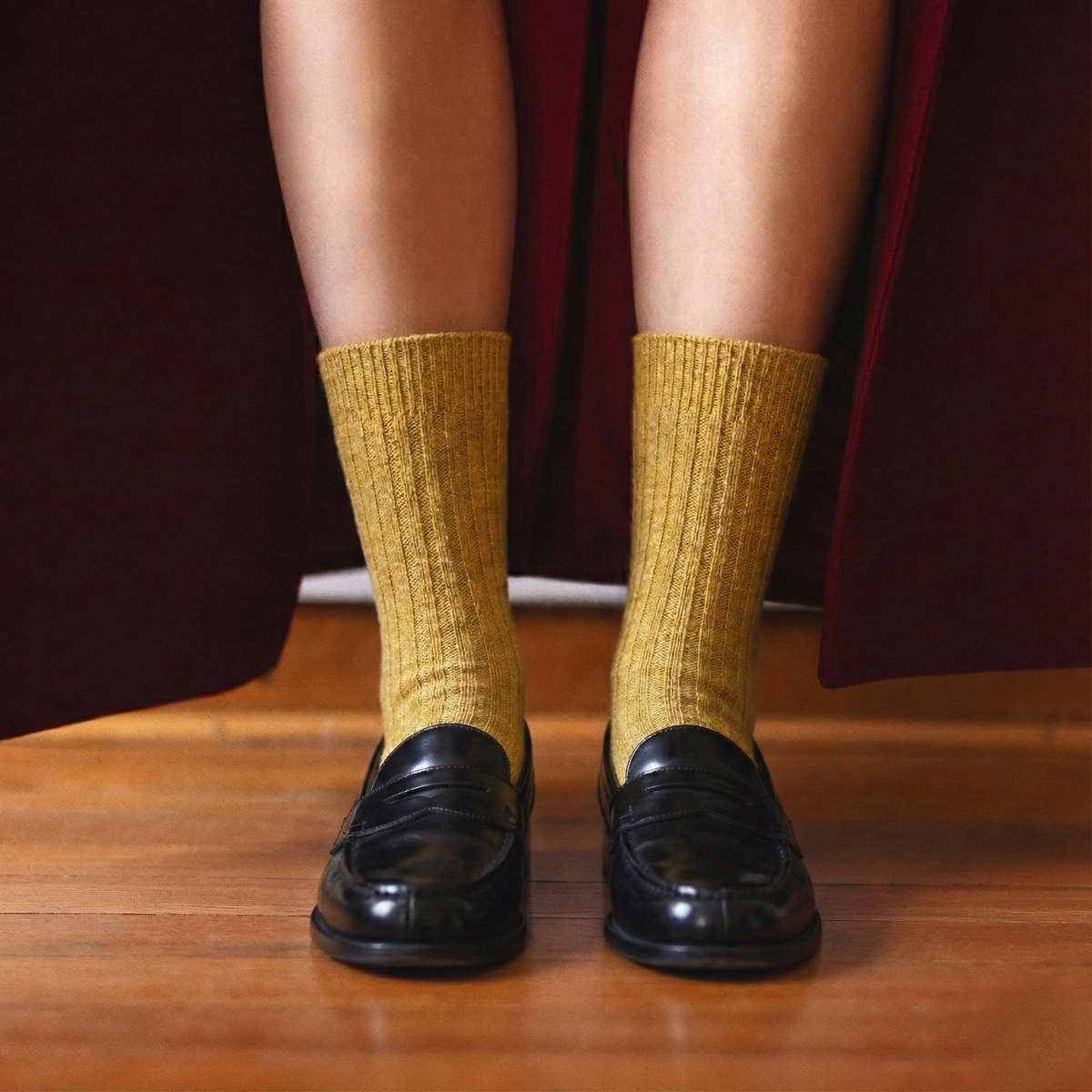 Socken aus Seide und Wolle Dust Star – Senfgelb