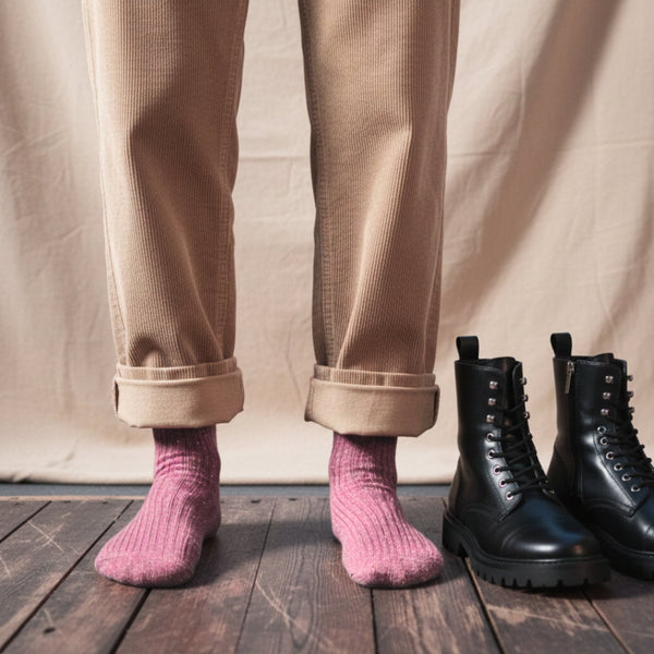 Chaussettes En Soie Et Laine Dust Star - Bois De Rose