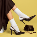Chaussettes En Coton Biologique À Volants - Or