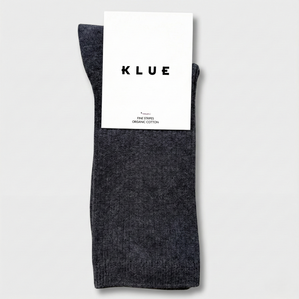 Socken aus Bio-Baumwolle mit feinen unifarbenen Streifen - Anthrazit