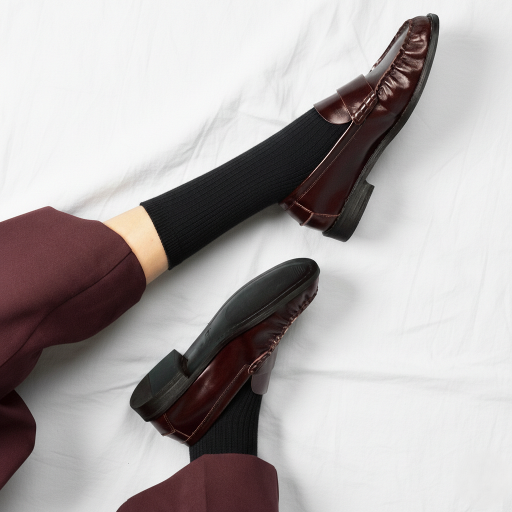 Chaussettes En Coton Biologique À Fines Rayures Unies - Noires
