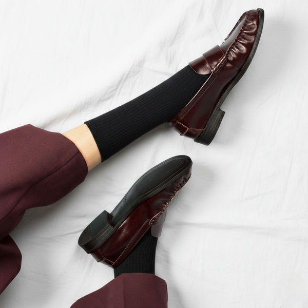Chaussettes En Coton Biologique À Fines Rayures Unies - Noires